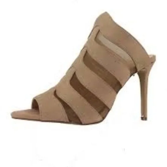 New Daya by Zendaya Nude Beige Open Tote Norwell Mule Heels Sandals Shoe - Picture 2 of 8